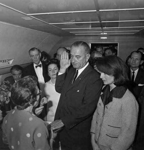 Lyndon Johnson sworn, Air Force One, November 22, 1963.